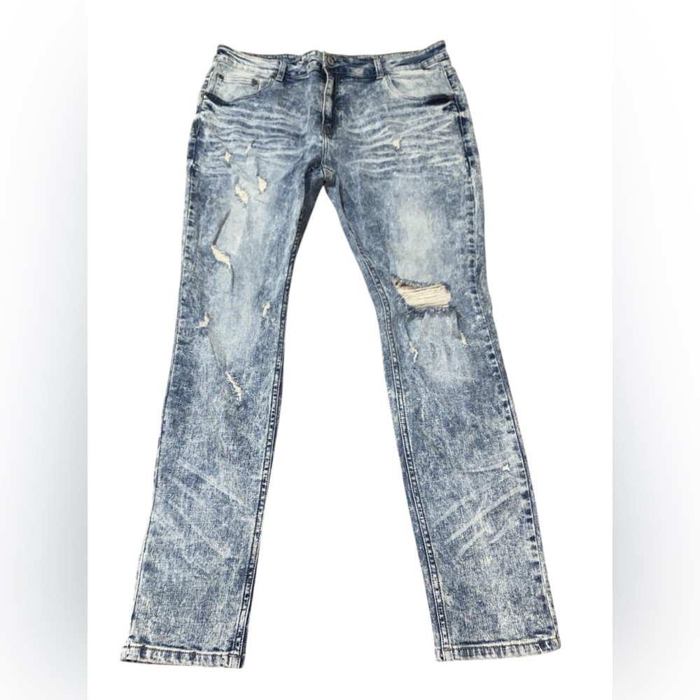 Serenade Jeans Mens 40 X 32 Skinny Grunge Distressed Designer Rave Moto
